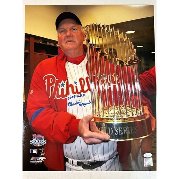 Charlie Manuel signed 2008 WSC autographed Philadelphia Phillies 16x20 Photo JSA - Picture 2 of 4